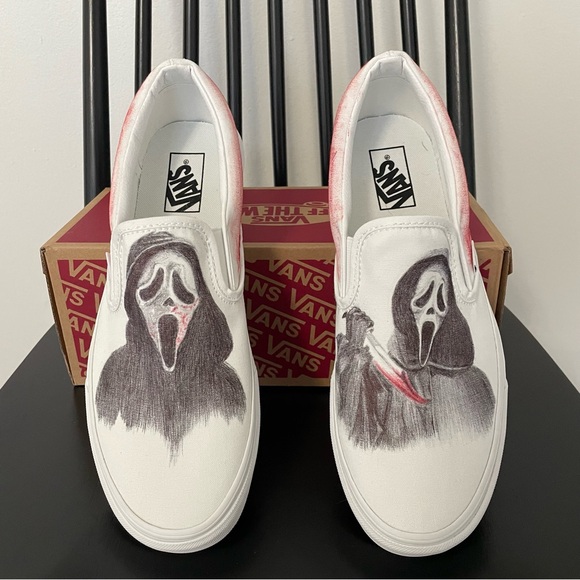 Vans Other - Custom Ghostface Scream Vans Classic‎ Slip On NEW mens 10.5 “I’ll be right back”